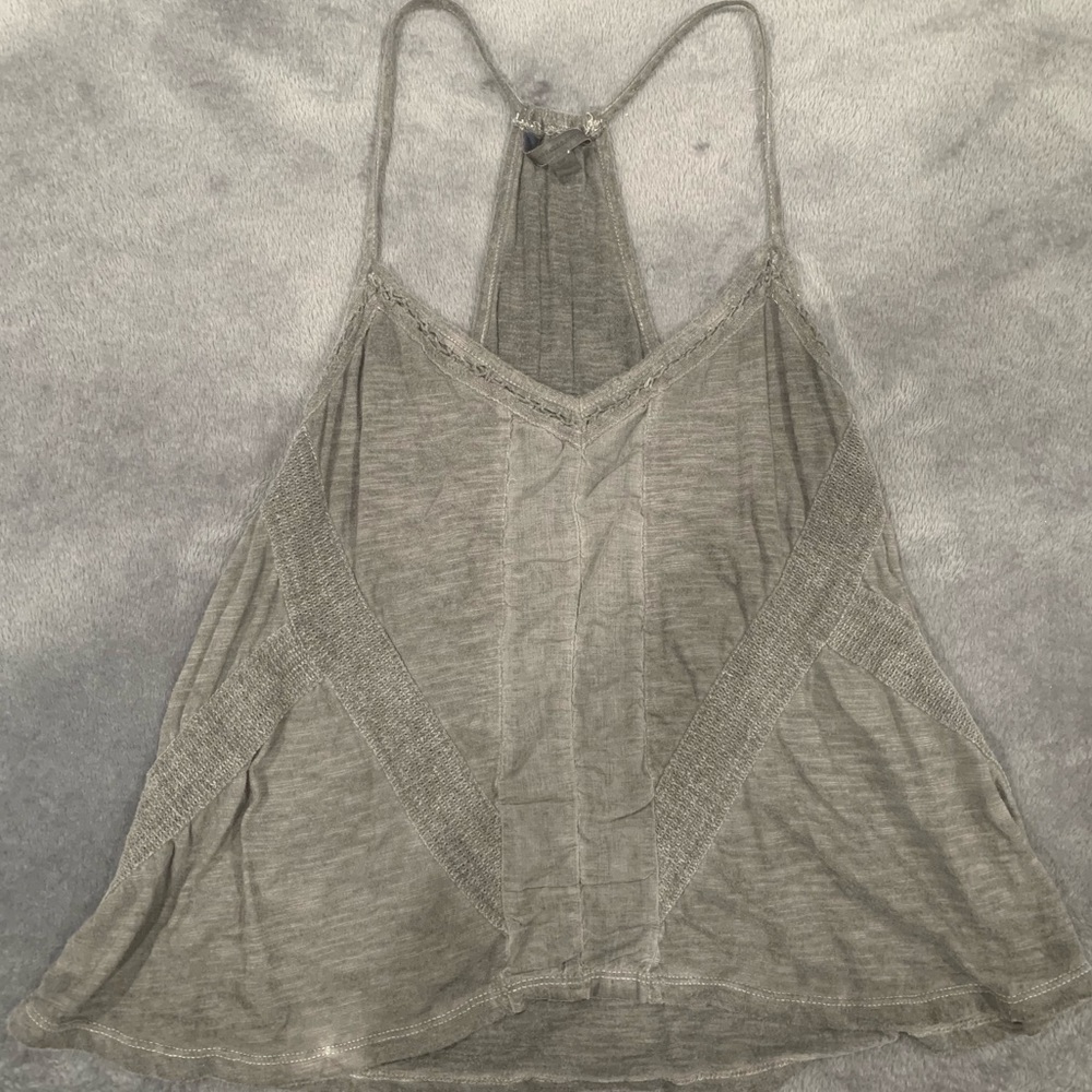 American Eagle Heather Gray Racerback Flowy Tank